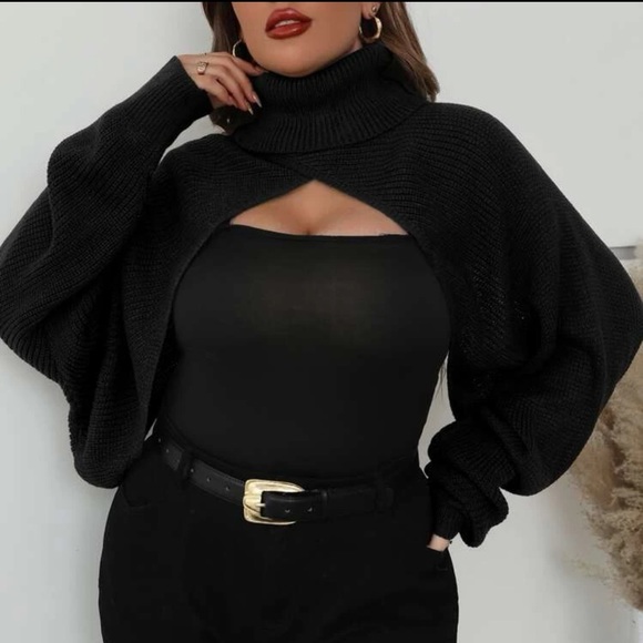 A+ Boutique Sweaters - 🖤 PLUS Cropped Shrug Sweater 🖤
